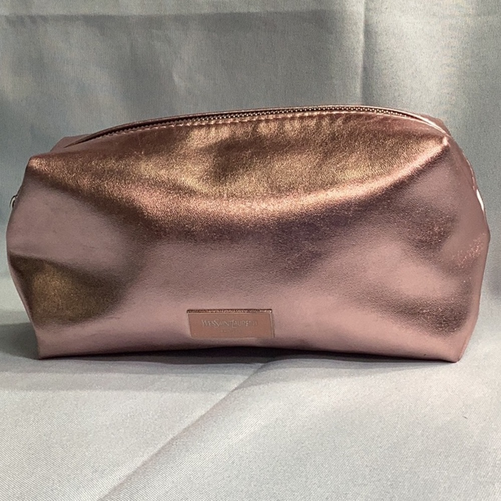 Yves Saint Laurent metallic pink beauty pouch